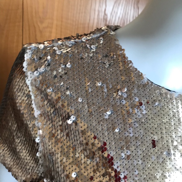 Line & Dot Sequin Metallic MIni Dress - Picture 7 of 9
